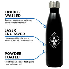 Load image into Gallery viewer, First Tank Battalion USMC Unit logo water bottle, 1st Tank Battalion hydroflask, 1st Tank Bn USMC, Marine Corp gift ideas, USMC Gifts for women flask, big USMC water bottle, Marine Corp water bottle 
