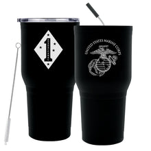 Load image into Gallery viewer, 1st Marine Division (1st MARDIV) USMC Unit logo tumbler, 1st MARDIV Tumbler, 1stMARDIV USMC, Marine Corp gift ideas, USMC Gifts
