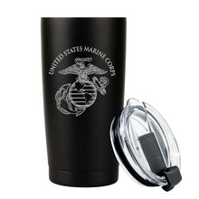 Load image into Gallery viewer, 20 oz USMC tumbler, USMC tumbler, leak proof lid, Marine Corps Tumbler, Marine Corps drinkware
