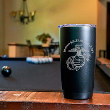 Load image into Gallery viewer, 20 oz USMC tumbler, USMC tumbler, leak proof lid
