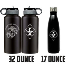 Load image into Gallery viewer, First Tank Battalion USMC Unit logo water bottle, 1st Tank Battalion hydroflask, 1st Tank Bn USMC, Marine Corp gift ideas, USMC Gifts for women flask, big USMC water bottle, Marine Corp water bottle 
