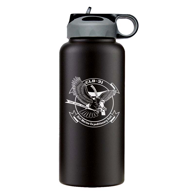 Combat Logistics Battalion 31 USMC Unit logo water bottle, CLB-31 hydroflask, CLB-31 USMC, Marine Corp gift ideas, USMC Gifts for women flask, big USMC water bottle, Marine Corp water bottle - 32oz