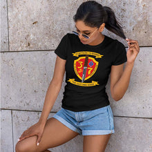 Load image into Gallery viewer, 3rd Bn 7th Marines Women&#39;s USMC Unit T-Shirt, 3rd Bn 7th Marines logo, USMC gift ideas for women, Marine Corps gifts women
