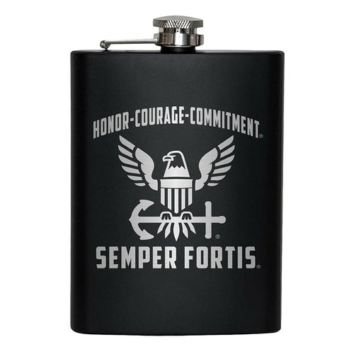 8oz USN US Navy Flask Matte Black