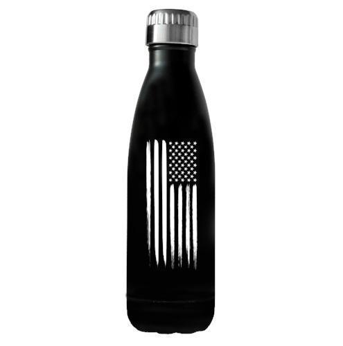 17oz American Flag Stainless Steel Black Water Bottle