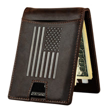 Load image into Gallery viewer, American Flag RFID-Blocking Leather Wallet
