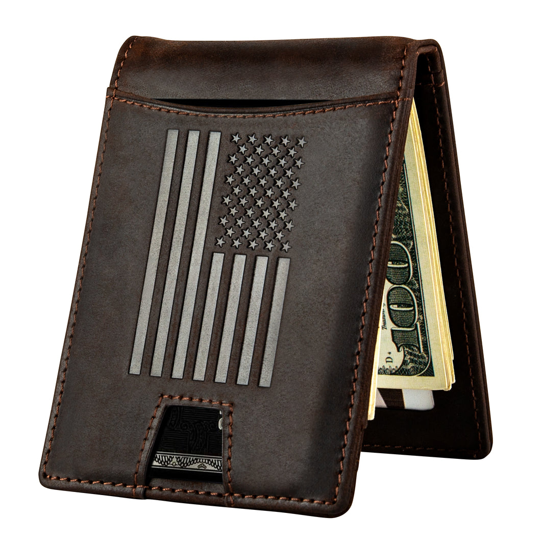 American Flag RFID-Blocking Leather Wallet