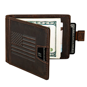 American Flag RFID-Blocking Leather Wallet