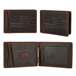 American Flag RFID-Blocking Leather Wallet