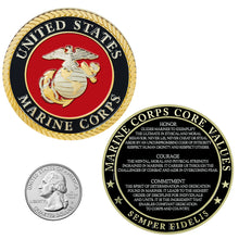 Load image into Gallery viewer, USMC Core Values USMC Challenge Coin
