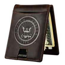 Load image into Gallery viewer, Navy Leather RFID Blocking Wallet
