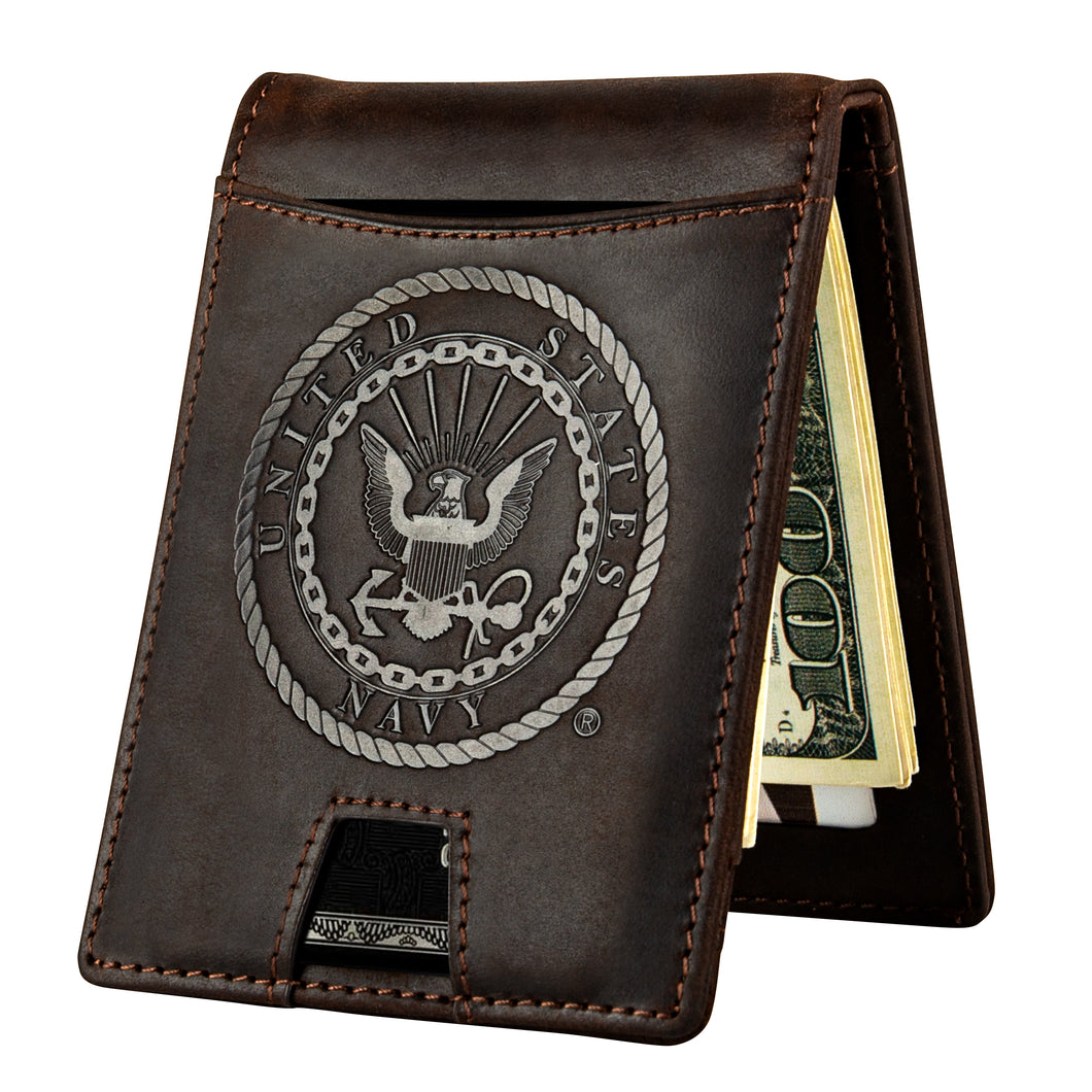 Navy Leather RFID Blocking Wallet