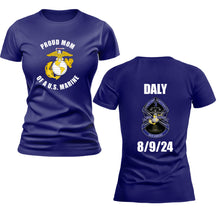 Load image into Gallery viewer, Ladies Proud Family of a United States Marine - Graduation T-shirt
