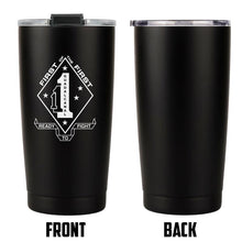 Load image into Gallery viewer, 1st Battalion 1st Marines (1/1) USMC Unit logo tumbler, First Battalion Second Marines coffee cup, First Battalion First Marines USMC, Marine Corp gift ideas, USMC Gifts for women  20 Oz Tumbler
