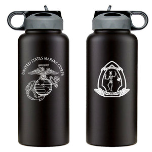 Bravo Company 1st Battalion 2d Marines USMC Unit logo water bottle, Bravo Company First battalion Second Marines Unit Logo hydroflask, 1/2 Blackbeard USMC, Marine Corp gift ideas, USMC Gifts for women 32 Oz Water bottle