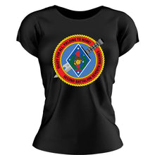 Load image into Gallery viewer, Second Battalion Seventh Marines USMC Unit ladie&#39;s T-Shirt, 2/7 USMC Unit logo, USMC gift ideas for women, Marine Corp gifts for women 2nd Battalion 7th Marines
