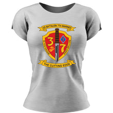 Load image into Gallery viewer, 3rd Bn 7th Marines Women&#39;s USMC Unit T-Shirt, 3rd Bn 7th Marines logo, USMC gift ideas for women, Marine Corps gifts women
