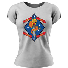 Load image into Gallery viewer, First Battalion Fourth Marines USMC Unit ladie&#39;s T-Shirt,  1/4 USMC Unit logo, USMC gift ideas for women, Marine Corp gifts for women 1st Battalion 4th Marines
