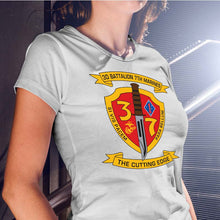 Load image into Gallery viewer, 3rd Bn 7th Marines Women&#39;s USMC Unit T-Shirt, 3rd Bn 7th Marines logo, USMC gift ideas for women, Marine Corps gifts women
