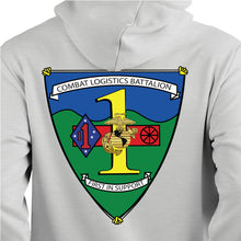 Load image into Gallery viewer, Combat Logistics Battalion 1 USMC Unit hoodie, CLB-1 USMC Unit Logo sweatshirt, USMC gift ideas, Marine Corp gifts women or men, USMC unit logo gear, USMC unit logo sweatshirts 
