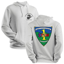 Load image into Gallery viewer, Combat Logistics Battalion 1 USMC Unit hoodie, CLB-1 USMC Unit Logo sweatshirt, USMC gift ideas, Marine Corp gifts women or men, USMC unit logo gear, USMC unit logo sweatshirts 
