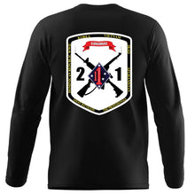 Load image into Gallery viewer, 2nd Bn 1st Marines USMC long sleeve Unit T-Shirt, 2nd Bn 1st Marines logo, USMC gift ideas for men, Marine Corp gifts men or women 2nd Bn 1st Marines 2d Bn 1st Marines  black
