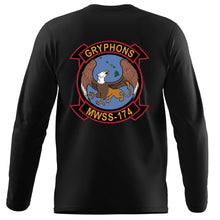 Load image into Gallery viewer, MWSS-174 USMC long sleeve Unit T-Shirt, MWSS-174 logo, USMC gift ideas for men, Marine Corp gifts men or women 
