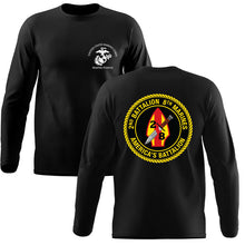 Load image into Gallery viewer, 2nd Bn 8th Marines USMC long sleeve Unit T-Shirt, 2nd Bn 8th Marines logo, USMC gift ideas for men, Marine Corp gifts men or women 2nd Bn 8th Marines, 2d Bn 8th Marines Black Long Sleeve T-Shirt
