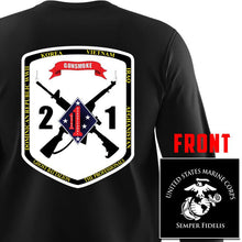 Load image into Gallery viewer, 2nd Bn 1st Marines USMC long sleeve Unit T-Shirt, 2nd Bn 1st Marines logo, USMC gift ideas for men, Marine Corp gifts men or women 2nd Bn 1st Marines 2d Bn 1st Marines 
