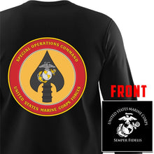 Load image into Gallery viewer, MSOB USMC long sleeve Unit T-Shirt, MSOB logo, USMC gift ideas for men, Marine Corp gifts men or women Marine Special Operations Battalion
