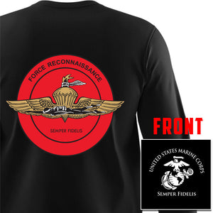 Force Recon Unit Logo Black Long Sleeve T-Shirt