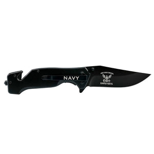 Black Stainless Steel USN Tactical Rescue Knife