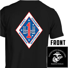 Load image into Gallery viewer, 1st Combat Engineer Battalion (1st CEB) USMC Unit T-Shirt, 1st CEB USMC Unit Logo, USMC gift ideas for men, Marine Corp gifts men or women 1st CEB, 1st Combat Engineer Battalion
