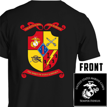 Load image into Gallery viewer, 5th Bn 11th Marines USMC Unit T-Shirt, 5/11 USMC Unit Logo, USMC gift ideas for men, Marine Corp gifts men or women Fifth Battalion Eleventh Marines
