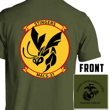 Load image into Gallery viewer, Marine Aviation Logistics Squadron 31 (MALS-31) USMC Unit T-Shirt, MALS-31 logo, USMC gift ideas for men, Marine Corp gifts men or women MALS-31
