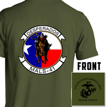 Load image into Gallery viewer, Marine Aviation Logistics Squadron 41 (MALS-41) USMC Unit T-Shirt, MALS-41 logo, USMC gift ideas for men, Marine Corp gifts men or women MALS-41
