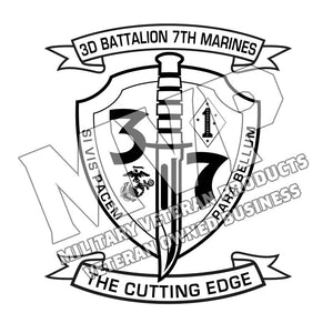 3D Battalion 7th Marines USMC Unit Logo, 3/7 USMC Unit Logo, Third Battalion Seventh Marines