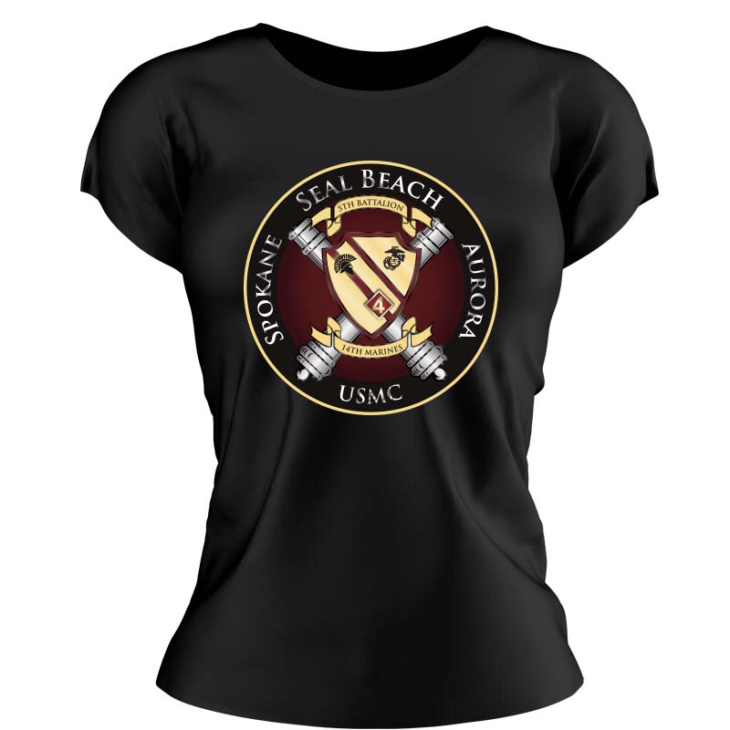 5th Bn 14th Marines USMC Unit ladie's T-Shirt, 5th Bn 14th Marines logo, USMC gift ideas for women, Marine Corp gifts for women