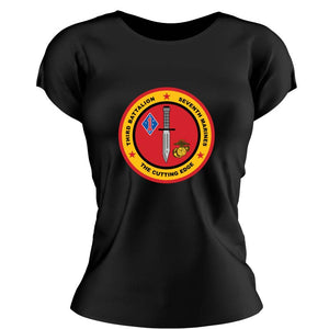 3rd Bn 7th Marines Women's USMC Unit T-Shirt, 3rd Bn 7th Marines logo, USMC gift ideas for women, Marine Corps gifts women