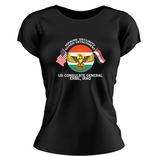 Load image into Gallery viewer, Marine  Security Guard Detachment Erbil Iraq, MSG  DET Erbil Iraq USMC  ladie&#39;s T-Shirt, Marine  Security Guard Detachment Erbil Iraq USMC logo, USMC gift ideas for women, Marine Corp gifts for women Marine  Security Guard Detachment Erbil Iraq
