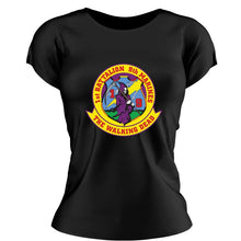 Load image into Gallery viewer, 1st Bn 9th Marines Women&#39;s Unit Logo T-Shirt, 1/9 Marines logo, 1st Bn 9th Marines USMC
